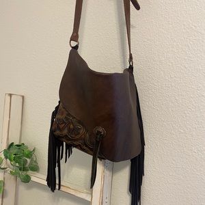 Leather western cross body